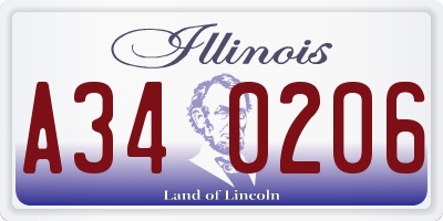 IL license plate A340206