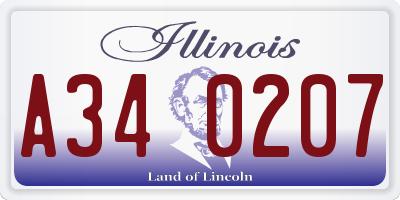 IL license plate A340207