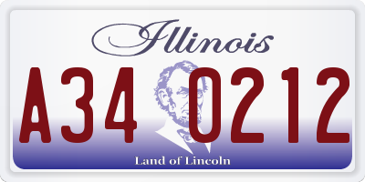 IL license plate A340212