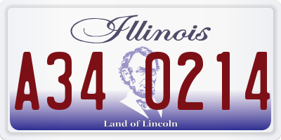 IL license plate A340214