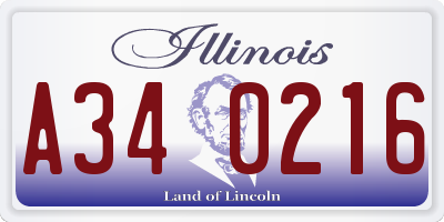 IL license plate A340216