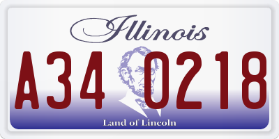 IL license plate A340218