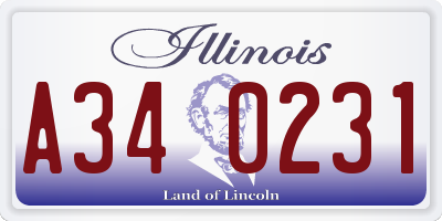 IL license plate A340231