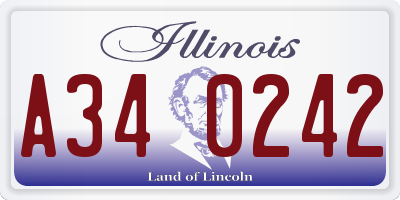 IL license plate A340242
