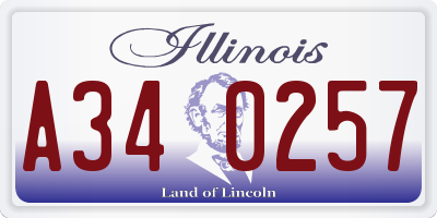 IL license plate A340257