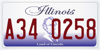 IL license plate A340258
