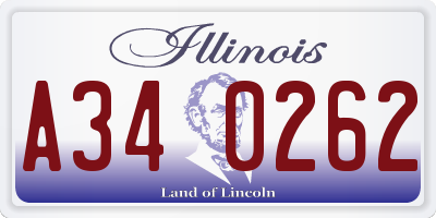 IL license plate A340262