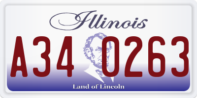 IL license plate A340263