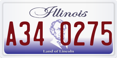 IL license plate A340275