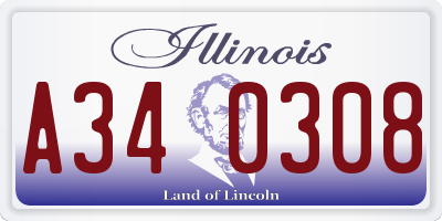 IL license plate A340308