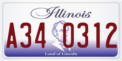 IL license plate A340312