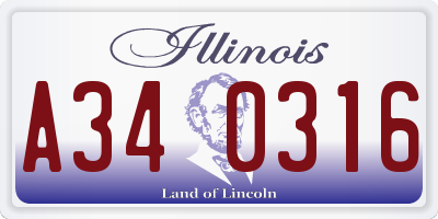 IL license plate A340316