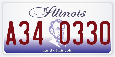 IL license plate A340330