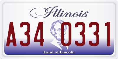 IL license plate A340331