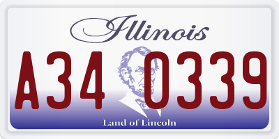 IL license plate A340339