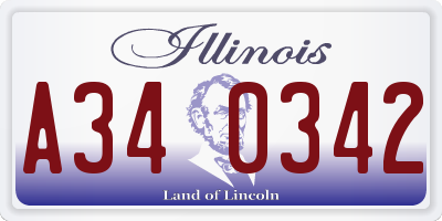 IL license plate A340342