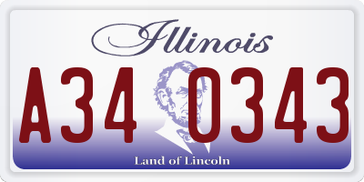 IL license plate A340343