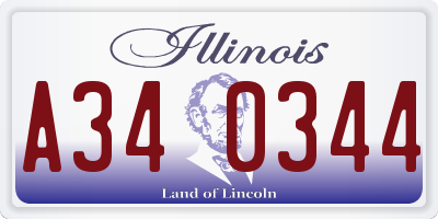 IL license plate A340344