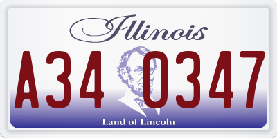 IL license plate A340347