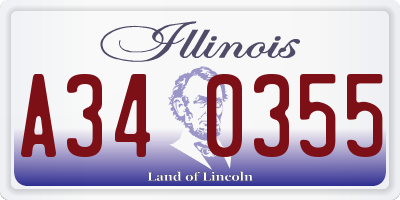 IL license plate A340355