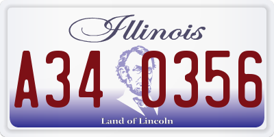 IL license plate A340356
