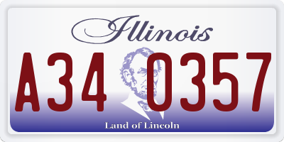IL license plate A340357