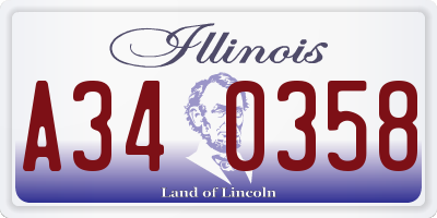 IL license plate A340358