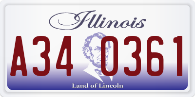 IL license plate A340361