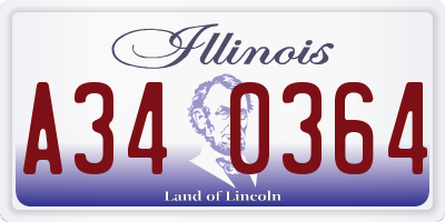 IL license plate A340364