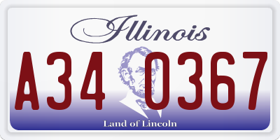 IL license plate A340367