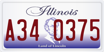 IL license plate A340375