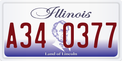 IL license plate A340377