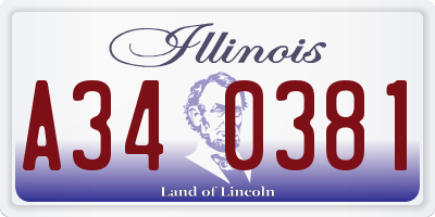 IL license plate A340381