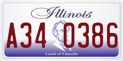 IL license plate A340386