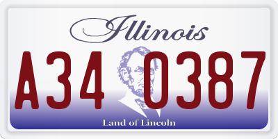 IL license plate A340387