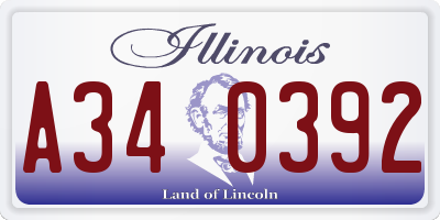 IL license plate A340392