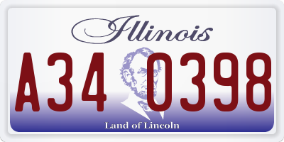IL license plate A340398