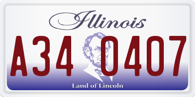 IL license plate A340407