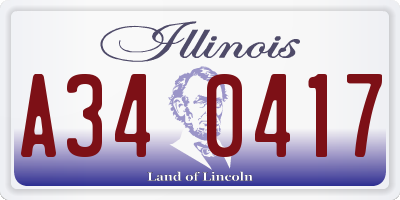 IL license plate A340417