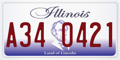 IL license plate A340421