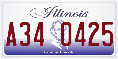 IL license plate A340425