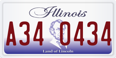 IL license plate A340434