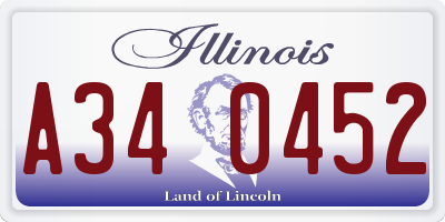 IL license plate A340452