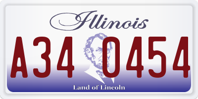IL license plate A340454