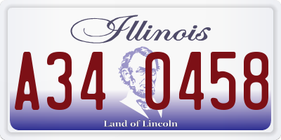 IL license plate A340458