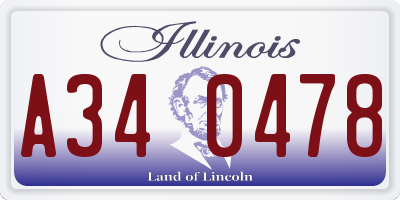 IL license plate A340478