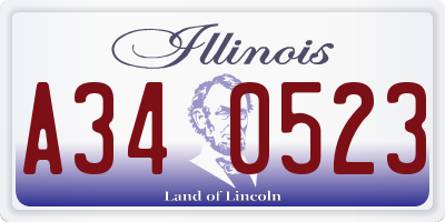 IL license plate A340523
