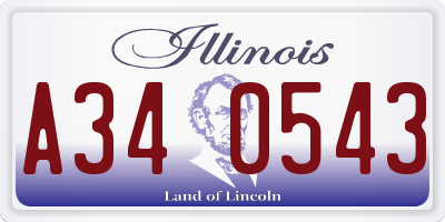 IL license plate A340543