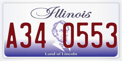 IL license plate A340553