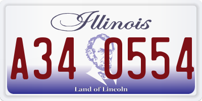 IL license plate A340554